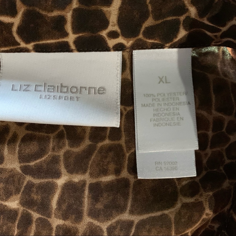 Liz Claiborne Blouse Animal Print Long Sleeve Size XL - Picture 3 of 12
